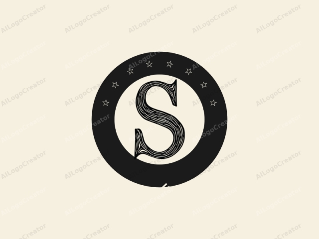 This is a minimalist logo featuring a single letter "S" in bold, uppercase, sans-serif font. The letter "S" is the central focus of the image and is depicted in a rich, black hue with subtle, horizontal, textured strokes