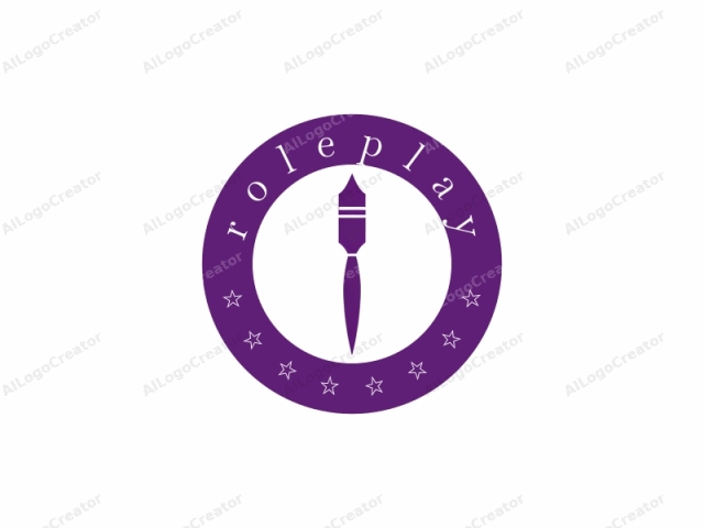 The logo is a minimalist, abstract design featuring a stylized, purple paintbrush with a white background. The paintbrush is simplified into a series of triangular and pointed shapes, conveying a modern and sleek aesthetic. The brush head is triangular with a