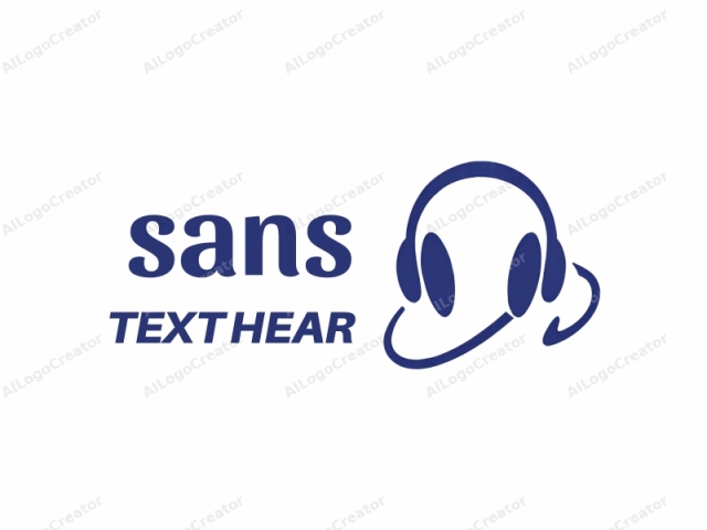 This logo, depicted in a minimalist style, features a set of blue headphones centered against a stark white background. The headphones are designed in a simplistic, abstract form without any detailed ear pads or wires, focusing primarily on the main structure of the ear