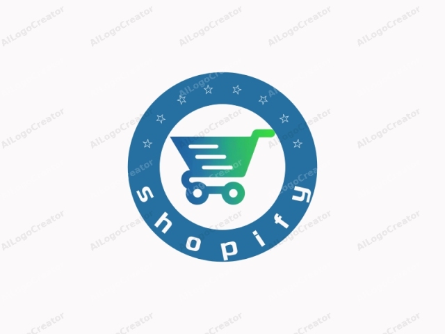 featuring a minimalist design. The image is a digital graphic illustration of a shopping cart icon. The icon is composed of two distinct colors – a lighter blue at the top and a darker blue at the bottom, transitioning smoothly into a teal hue. The shape