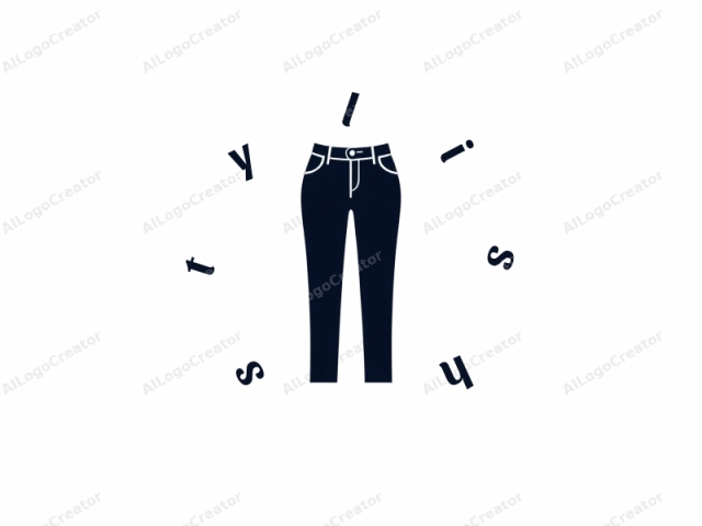 Das Bild ist eine minimalistische, schwarz-weiße Vektorgrafik einer Jeans, die in einem sauberen, modernen Stil dargestellt ist. Die Jeans ist ohne zusätzliche Texturen oder Muster dargestellt, was eine schlanke und direkte Darstellung betont. Sie wird aufrecht stehend gezeigt mit