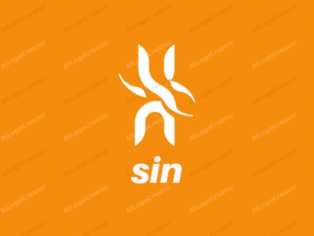 The image is a minimalist logo with a modern, abstract design. The logo features a prominent, orange square background that is uniformly filled with a vibrant, solid orange color. Centrally positioned within the square is a stylized, white graphic that