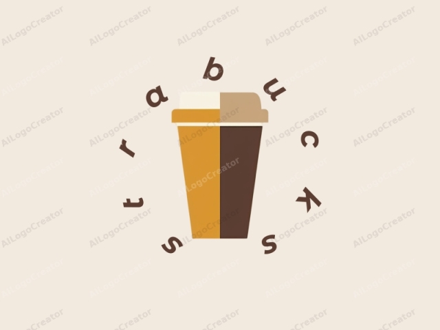 emphasizing clarity and simplicity. This is a minimalistic, stylized logo image featuring a cup with a lid. The cup is centrally positioned and consists of two distinct colors: the left side is a warm golden yellow, representing warmth and optimism, while