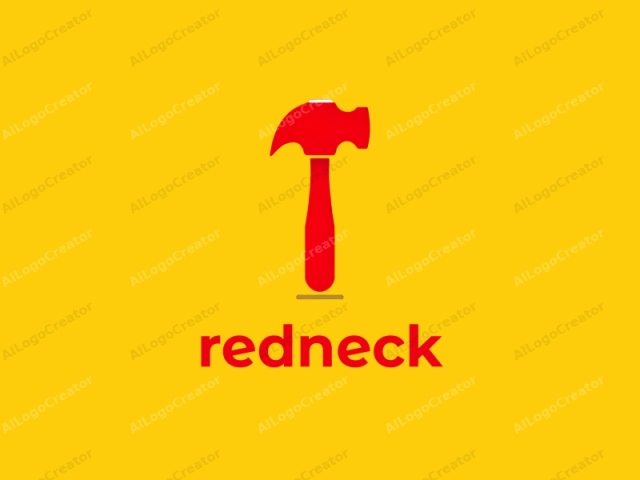 This logo image features a minimalist design with bold, vibrant colors. The central focus is a bright red hammer positioned vertically against a solid yellow background. The hammer is simplistic in its design, featuring a classic round head and a cylindrical handle. The background