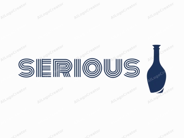 Este es un logotipo minimalista que consiste en una representación simplista y abstracta de una botella de vino. El logotipo está diseñado en un estilo monocromático con un color azul marino profundo, creando una apariencia limpia y elegante. La botella se representa en vista de perfil,