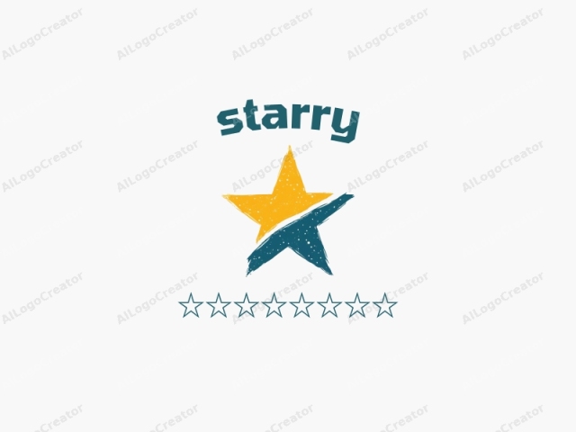 El logotipo presenta un diseño de estrella compuesto por dos colores distintos. La estrella superior, que tiene forma de estallido, es de un amarillo brillante y vibrante con motas blancas, parecido a un estallido solar. Debajo de la estrella amarilla, otra estrella con