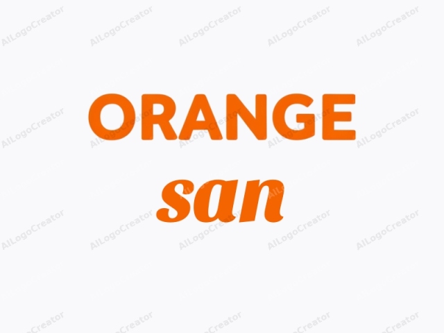 這是一個數位圖形圖像，顯示粗體、大寫、無襯線字體的單詞"ORANGE"，佔據白色背景的中央部分。該單詞以明亮、鮮豔的橙色呈現，在白色畫布上格外醒目。