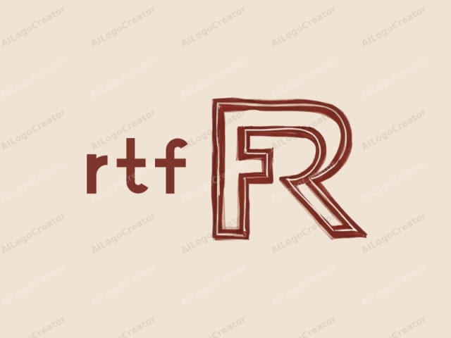 圖像以現代極簡設計呈現一個大膽的大寫字母"R"。字母以粗厚的紅棕色線條勾勒,內部為白色,與純淨的淺米色背景形成鮮明對比。質感