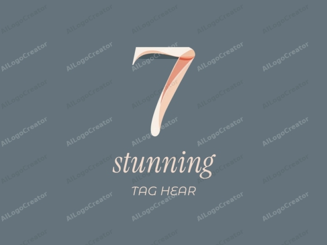 The image is a minimalist logo featuring a large, stylized number "7" against a solid, muted dark gray background. The 7 is composed of smooth, curving lines in a gradient of soft, pastel pink hues, ranging from