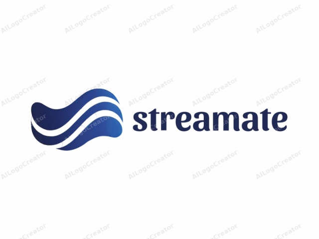 This is a minimalist abstract logo, featuring three curved blue lines that appear to be in motion, suggesting fluidity and movement. Each line flows from left to right and varies in thickness. The outer edges of the curves taper slightly, giving them a