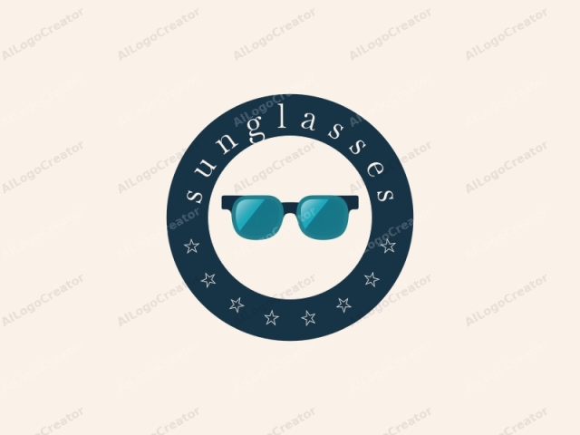 El logo es una ilustración simple, limpia y minimalista de un par de gafas sobre un fondo de crema claro. Las gafas presentan dos lentes redondas con una superficie clara y reflectante, indicativas de gafas modernas y graduadas.