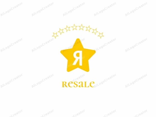 which is a digital graphic featuring a prominent yellow star. This stylized star, occupying the center of the image, is characterized by its clean, geometric lines and bright yellow color, which stands out vividly against the stark white background. The star