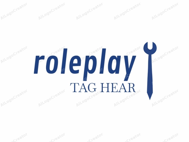 This is a minimalist logo featuring a stylized blue wrench with an upward-pointing arrow at its tip, against a plain white background. The wrench design is sleek and geometric, devoid of intricate details or any additional features. Its blue color stands out