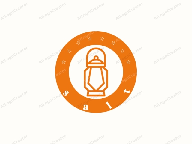 using the provided image. The image is a minimalist, monochromatic logo featuring a lantern design. The lantern is drawn in a clean, geometric style with sharp, angular lines and a simple silhouette. It is rendered in a bold, orange color