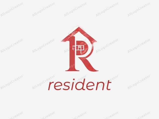 This logo features a bold, minimalist design. At the center, the capital letter "R" is prominently displayed in a thick, red outline. The letter "R" is stylized with a slight curve at the top, suggesting a roof shape