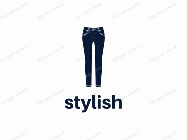 The image is a digital vector drawing, representing a pair of denim jeans, depicted against a plain white background. The jeans are shown from the front, with the legs extending straight down and slightly tapering at the bottoms. They are rendered in a