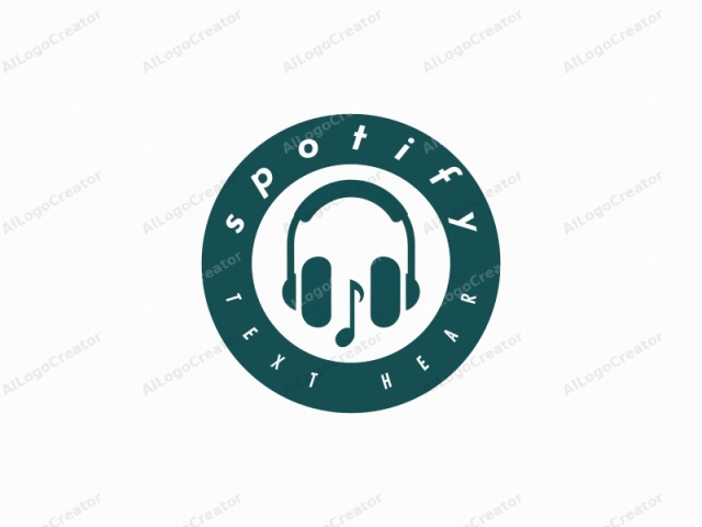 This logo image is a minimalist, digital, and abstract illustration of a pair of headphones. The design is composed of two primary shapes: the headband and the earpieces, rendered in a dark teal color against a plain white background. The head