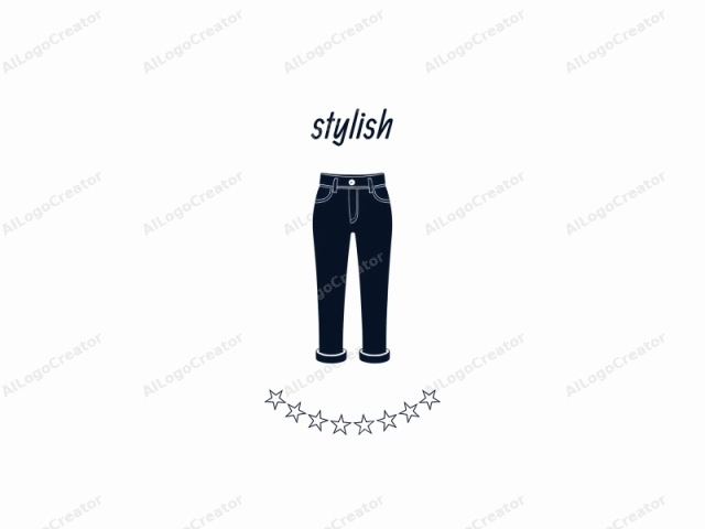 Das Logo-Bild ist eine minimalistische, digitale Darstellung einer Jeans, von vorne betrachtet. Die Jeans ist in einem dunklen Marineblau dargestellt, mit subtilen, dünnen weißen Linien, die verschiedene Designelemente wie die Taschen und Nähte umreißen.