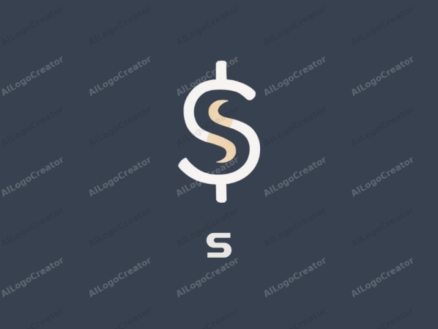 depicting an iconic symbol for money. This minimalist graphic features a simple, clean design set against a solid dark blue background. At the center, a large, bold, white dollar sign ($) is prominently displayed. The dollar sign is rendered in a sleek