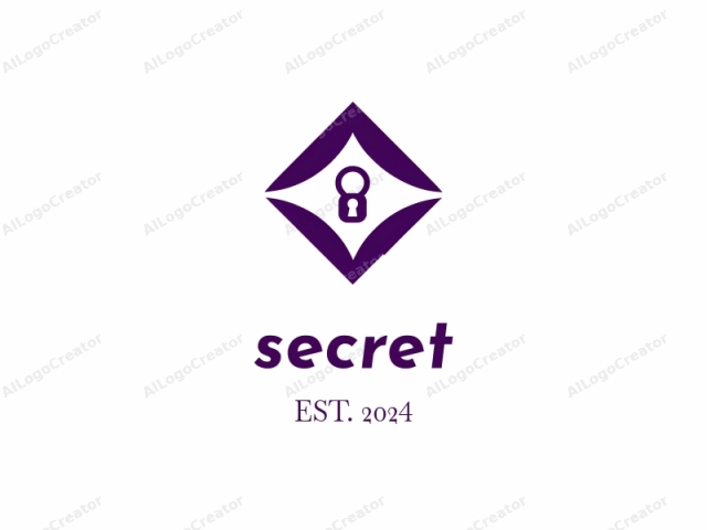 which is a digital graphic. The logo is a modern, minimalist design with a clean and simple style. It features a purple diamond shape with a sharp, symmetrical point at each corner. Inside the diamond, a smaller circular icon is centered,