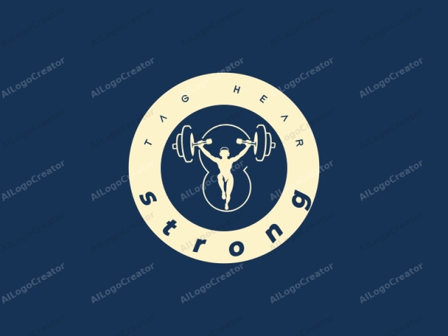 which features a minimalist design in a monochromatic color palette. The image depicts the silhouette of a person lifting a weight in a gym. The person is depicted in a stylized, flat, and simplified form with a focus on the dynamic motion