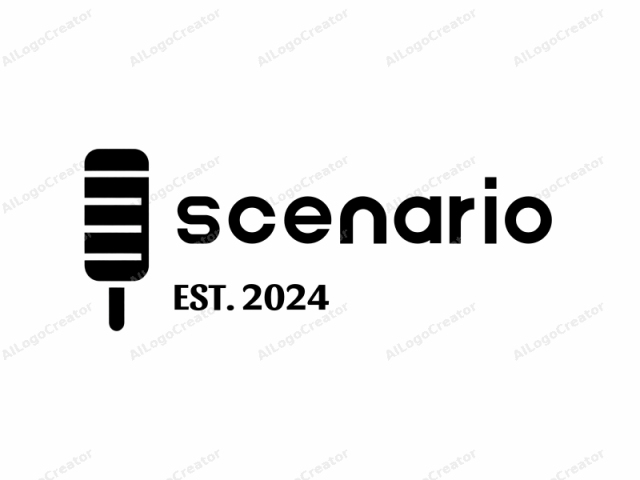 This is a minimalist, black and white, digital drawing of a popsicle. The drawing is rendered in a bold, vector-based style, with sharp, clean lines and no gradients or shading, characteristic of a flat design. The popsicle is