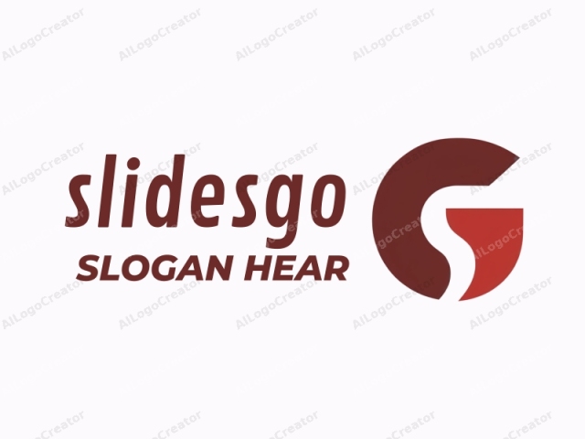 This is a minimalist logo with a simple yet striking design, featuring a geometric abstraction of a stylized letter "G". The letter is composed of two shapes: a curved red line that forms the right side and a straight, dark maroon line