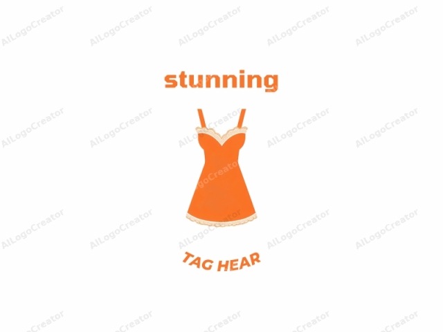 This logo image depicts a simplified, cartoonish representation of a sleeveless, strapless dress. The dress is predominantly bright orange with a slight gradient that gives it a textured, slightly worn appearance. The dress features a V-neckline adorned with white