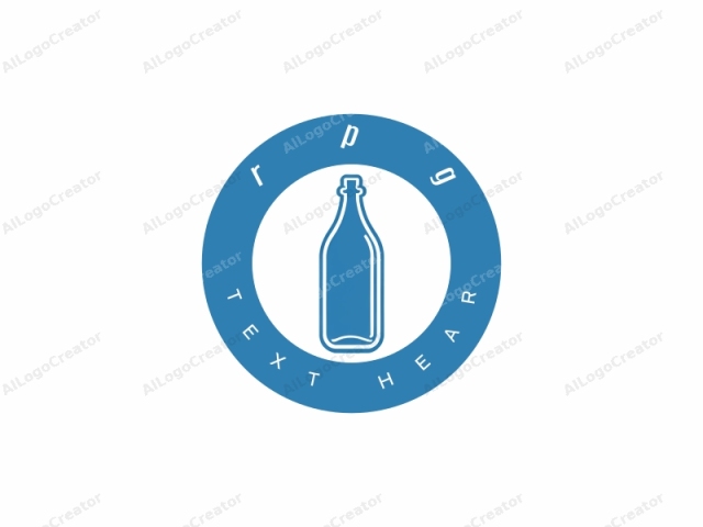 Dies ist eine minimalistische digitale Zeichnung einer Flasche. Die Flasche ist in einem einfachen, modernen Stil mit klaren Linien und ohne Schattierung dargestellt, wobei eine einzige Farbe verwendet wird. Der Hintergrund ist einfarbig weiß, was den blauen Farbton der Flasche verstärkt. Die Flasche ist