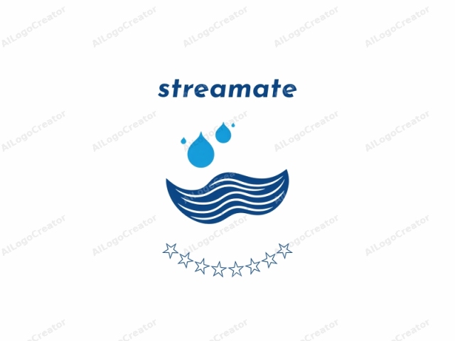 in a clean and modern style. This is a vector graphic featuring a stylized illustration of a wavy blue water surface. The graphic is simplistic, with smooth, curved lines representing the water waves. The water is depicted in a deep blue color,