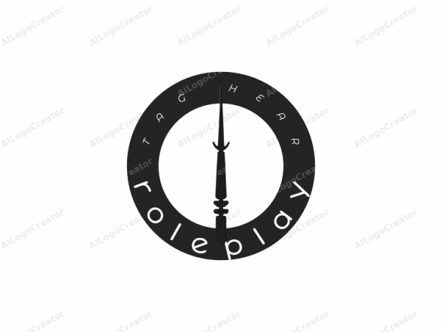 This is a minimalist logo featuring a bold, black silhouette against a plain white background. The logo is in the shape of a stylized, vertical object resembling a medieval spear, spearhead, or similar pointed weapon. The spear has a broad,