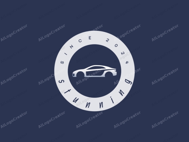 featuring a minimalist design. The image consists of a sleek, white silhouette of a sports car against a deep navy blue background. The car is positioned horizontally and occupies the center of the composition. It is stylized in a modern, geometric manner,