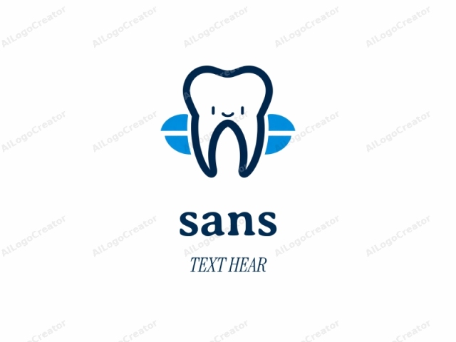 This is a simple, minimalist logo of a white tooth, depicted in outline form. The tooth has a smiling face with a small curve at the top to represent its lips and a single dot above it for an eye, conveying a cheerful expression.