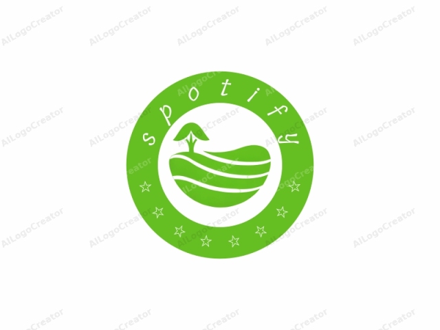 This is a minimalist logo in a flat, digital design style. The logo consists of a simplified and stylized depiction of a plant, specifically a tree. It is primarily green in color, representing freshness, growth, and sustainability. The logo features