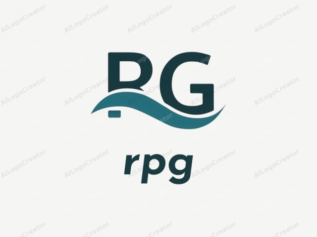 Das Logo besteht aus den Buchstaben "RG" in einer kräftigen, serifenlosen Schrift. Die Schriftfarbe ist ein tiefes Petrolblau, und die Buchstaben sind etwas größer als durchschnittliche Großbuchstaben, was sie auffällig und augenfällig macht. Unter den Buchstaben