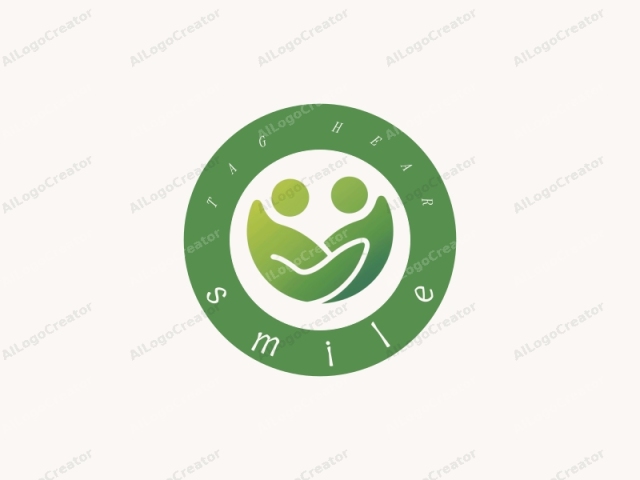 This image is a minimalist, stylized logo featuring a green, abstract depiction of two human figures embracing each other. The figures are depicted with smooth curves that suggest a gentle and nurturing relationship. They are facing each other, with their heads tilted towards