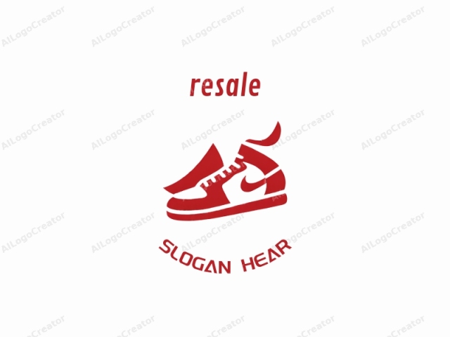 una ilustración minimalista, roja, de estilo vectorial de una zapatilla Nike. La zapatilla se representa de manera simplista con líneas audaces y limpias, enfatizando su silueta icónica. La parte superior de la zapatilla presenta una línea superior curva con un aspecto prominente