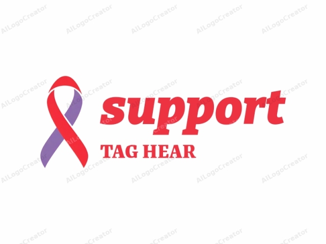 depicting a red ribbon. This image features a clean, minimalist logo style, with a red ribbon prominently displayed. The ribbon is designed in a loop formation, with one side of the ribbon having a solid red color while the other side is empty,