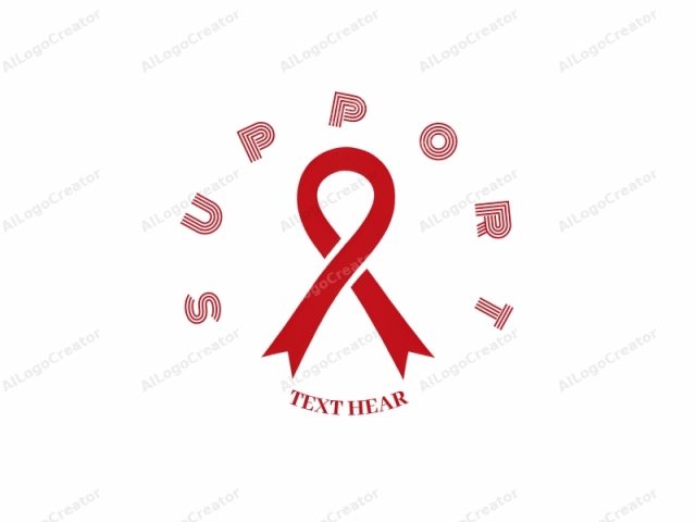 This is a minimalist graphic logo design consisting of a single, bold red ribbon. The ribbon is centered and forms an "A" shape, with the loop on top and the two ends pointing outward to the left and right, respectively. The red