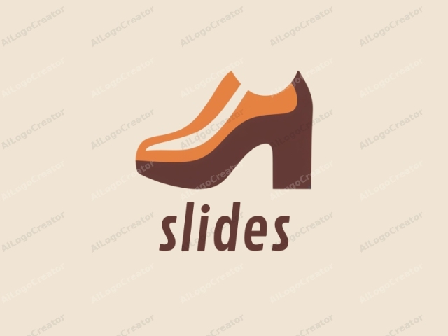 The logo features a simplified, modern design with a minimalistic style. It depicts a pair of shoes in a stylized, flat, and abstract manner. The shoes are rendered in three primary colors: orange, brown, and white. The orange