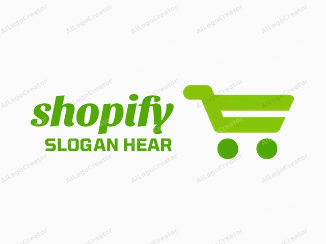 The logo, depicted in a minimalist style, features a simple green shopping cart icon centrally placed against a white background. The shopping cart is outlined with clean, bold lines, and its interior is filled with a solid green color, providing a stark contrast