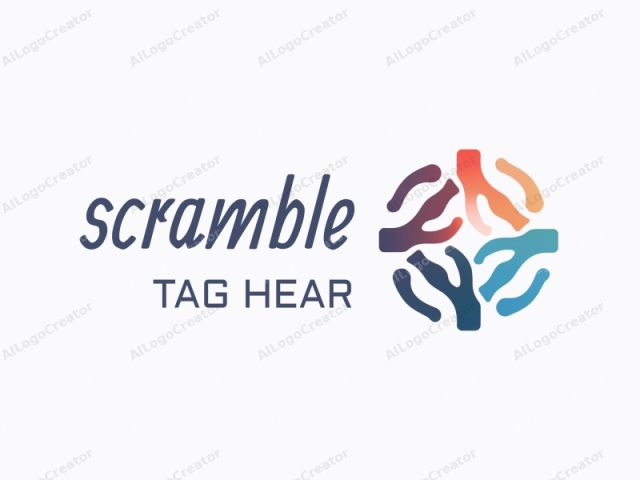a stylized coral shape, featuring a modern, minimalist design. This digital image showcases a square, abstract form made up of four distinct coral-like elements arranged in a circular pattern. Each element is colored in gradients transitioning from blue at the top to
