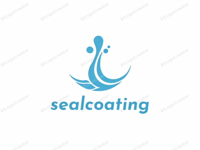 The logo is a minimalist, stylized design, primarily featuring a flowing water drop. The water drop is rendered in a smooth, light blue hue, evoking the color of natural water. The design is abstract and lacks specific details, with no