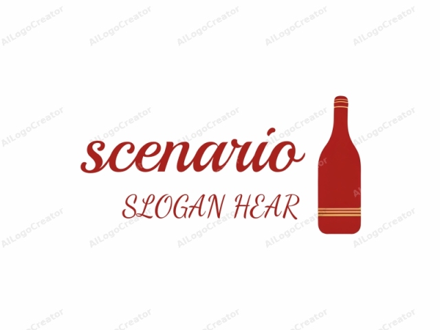 The image is a simplified, minimalist vector drawing of a red wine bottle set against a stark white background. The bottle is depicted in a clean, modern style with smooth, curved lines and no additional textures or shadows, giving it a flat appearance.