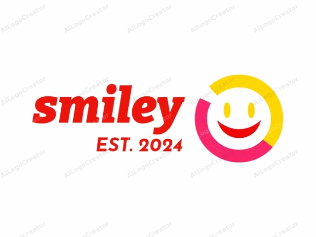 This is a simple, modern logo design featuring a cheerful smiley face set against a plain white background. The face is centrally positioned within the image. The smiley face is composed of two bright colors: a bright yellow for the top half and