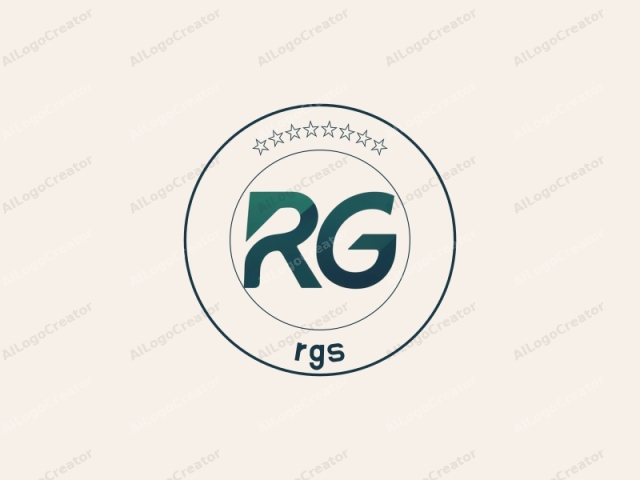 The image is a digital logo featuring the initials "RG" in a minimalist style. The letters are rendered in a modern sans-serif font with a bold, clean appearance. Each letter is in a dark teal color, giving it a professional and sleek