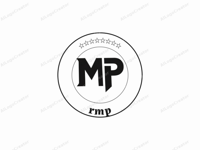 字母組合"MP"。圖像以粗體、大寫形式的字母"M"和"P"為特色，排列在一起形成一個風格化的幾何形狀。字母設置在乾淨的白色背景上，強調了它們的