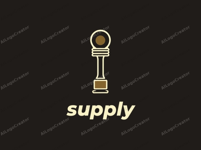 This is a minimalist, digital logo featuring an abstract depiction of an award or trophy. The central object is a stylized, cylindrical pedestal with a flat, rectangular base. The upper portion of the pedestal is adorned with two horizontal bands, each of