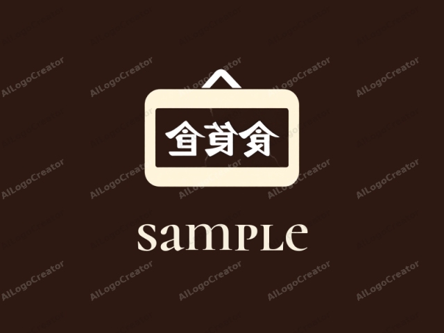 a rectangular sign with white Chinese characters set against a dark brown background. The sign has a simple, minimalist design, with clean lines and a square shape. The rectangular frame is off-white and is slightly larger than the Chinese characters. The text is