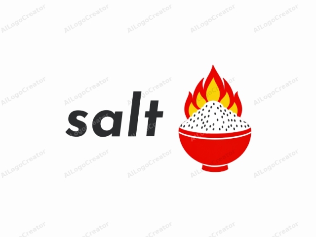 This is a minimalist, vector graphic logo of a bowl filled with white rice. The bowl itself is depicted in bright red, while the rice is white. The rice is shown as a pile, densely packed with grains, and it appears to be